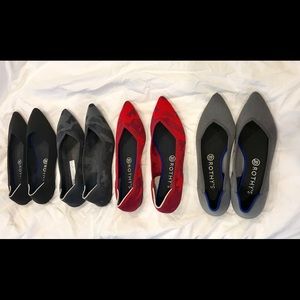 Set of 4 pair of Rothys point flats.